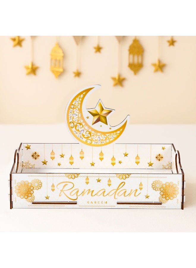 The BZ Company Ramadan Wooden Serving Tray - Ramadan Decoration - Eid Decoration Ramadan Table Decor - Dessert & Dates Tray for Iftar Party Serving - Display Holder Decoration Ornament - Ramadan Home Decoration - Image 5